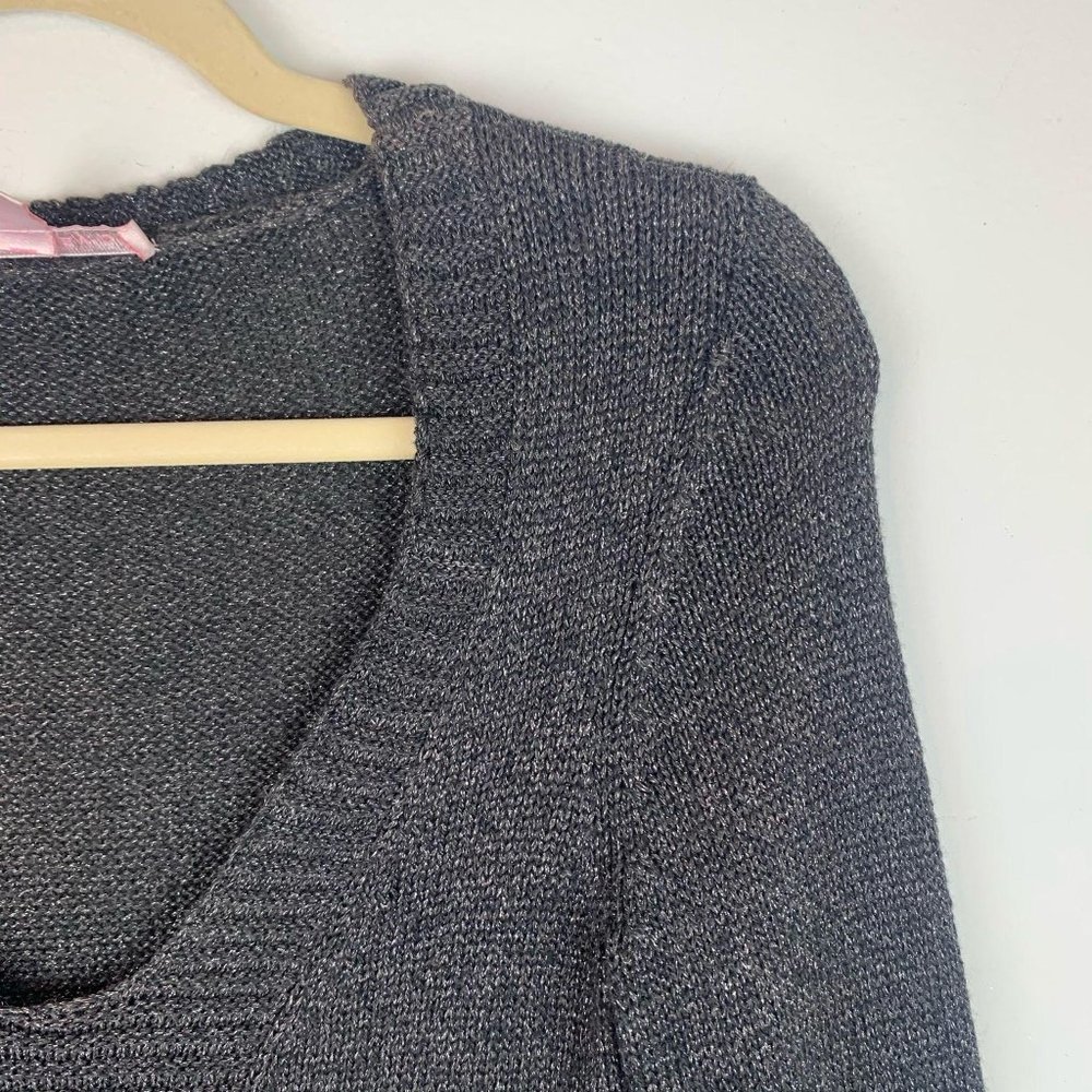 REBECCA‎ TAYLOR Black Wool Mohair Metallic V-Neck Sweater Dress Sz S - Picture 2 of 10
